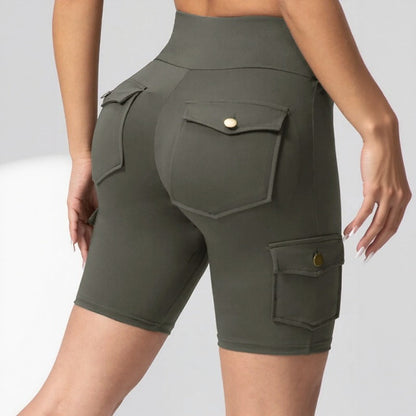 Shorts Auren Fit™ Com Design Cargo e Efeito Empina Bumbum