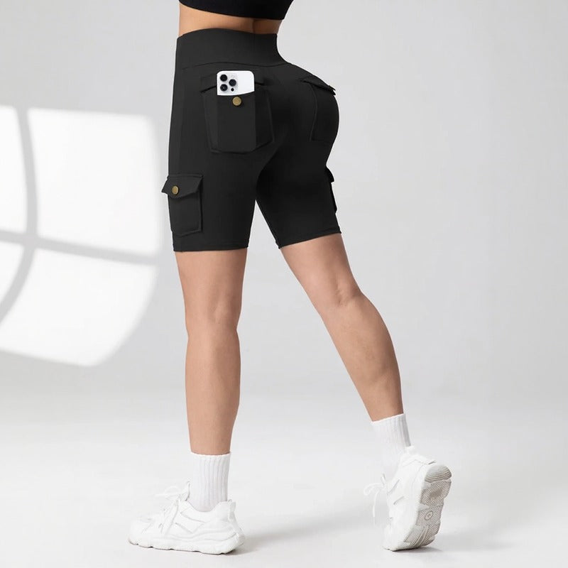 Shorts Auren Fit™ Com Design Cargo e Efeito Empina Bumbum