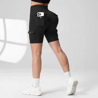 Shorts Auren Fit™ Com Design Cargo e Efeito Empina Bumbum