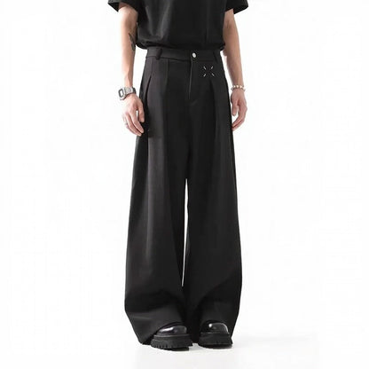 Calça Kronos™ Em Alfaiataria Wide Leg com Estética Streetwear Premium