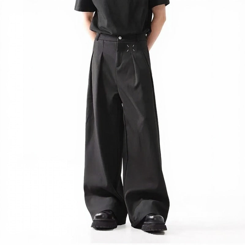 Calça Kronos™ Em Alfaiataria Wide Leg com Estética Streetwear Premium