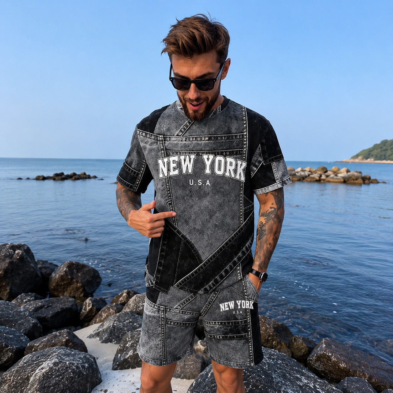 Conjunto Dominic™ com Efeito Jeans