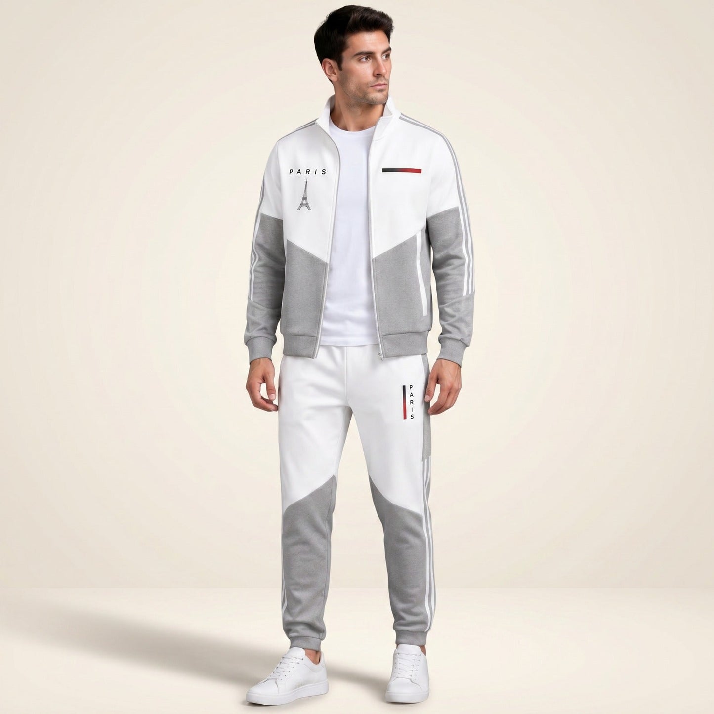 Conjunto Cassian Paris™ com Jaqueta de Gola Alta e Calça Jogger