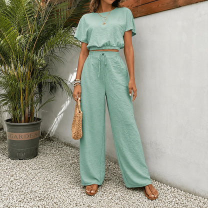 Conjunto Juliette™ em Viscose Premium com Blusa Cropped