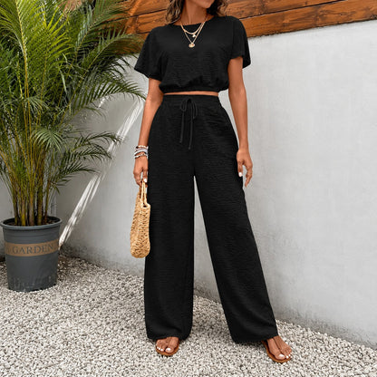 Conjunto Juliette™ em Viscose Premium com Blusa Cropped
