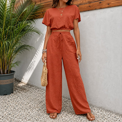 Conjunto Juliette™ em Viscose Premium com Blusa Cropped