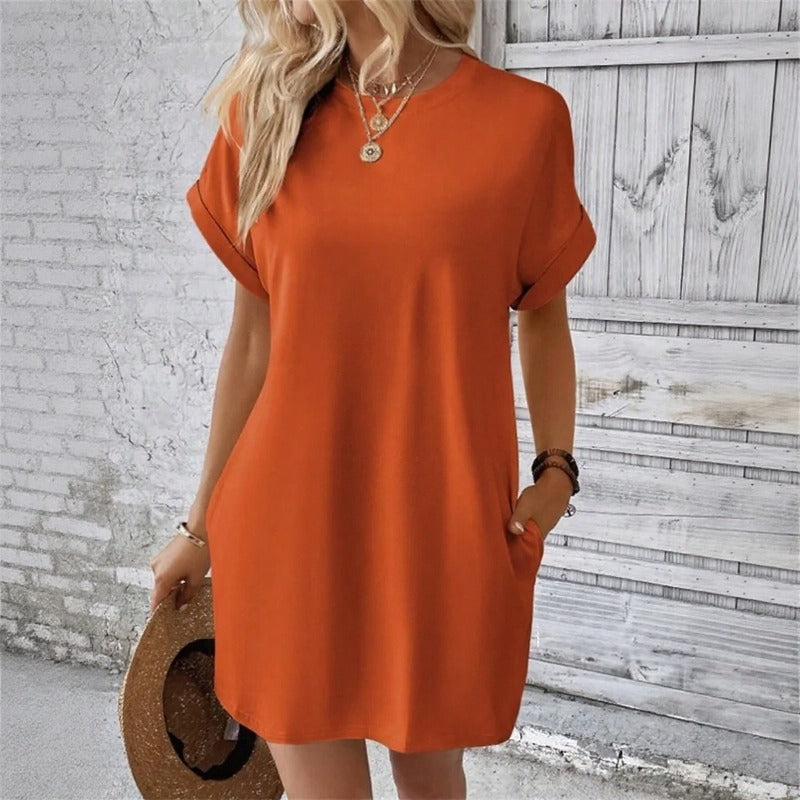 Vestido Valentine™ com Caimento Fluido e Mangas Dobradas