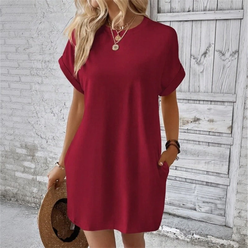 Vestido Valentine™ com Caimento Fluido e Mangas Dobradas
