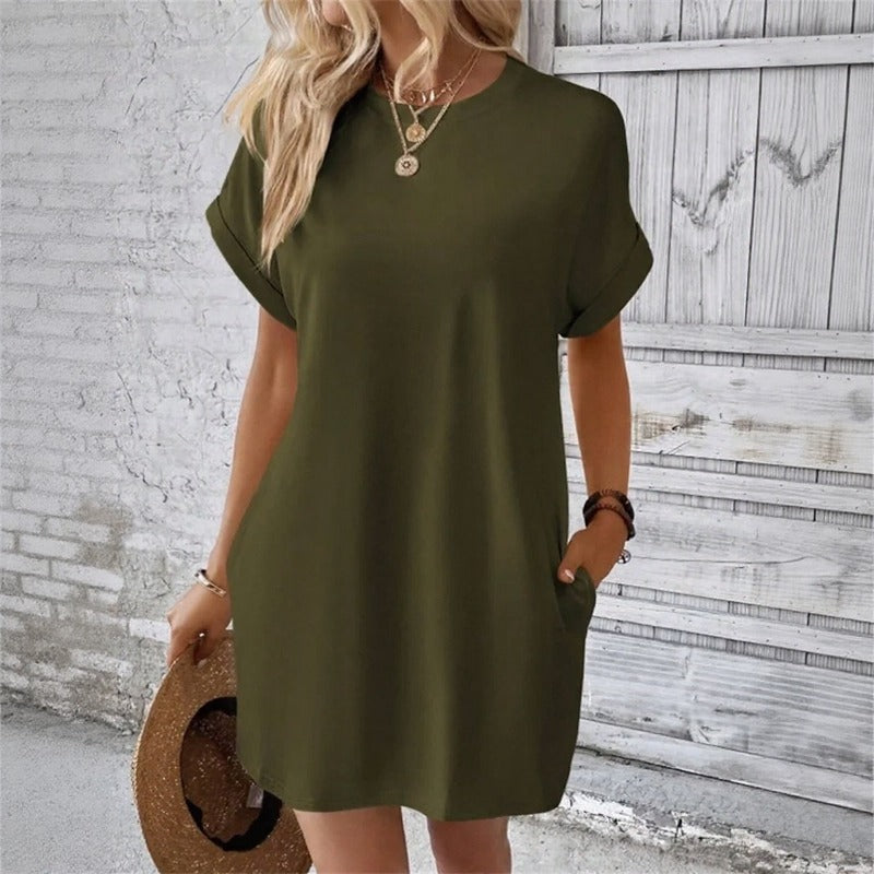 Vestido Valentine™ com Caimento Fluido e Mangas Dobradas