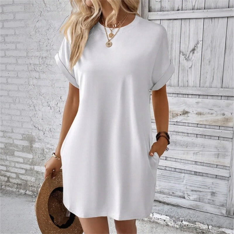 Vestido Valentine™ com Caimento Fluido e Mangas Dobradas