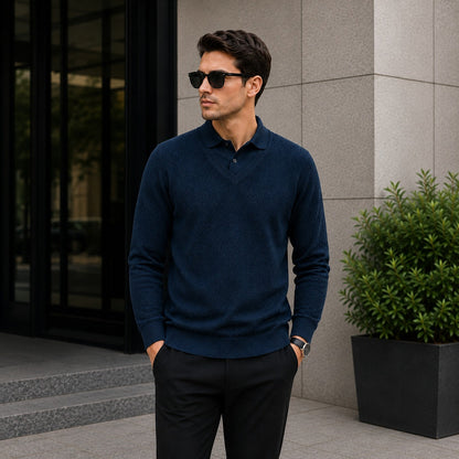 Suéter Lyon™ em Malha Texturizada Premium com Gola Polo Integrada