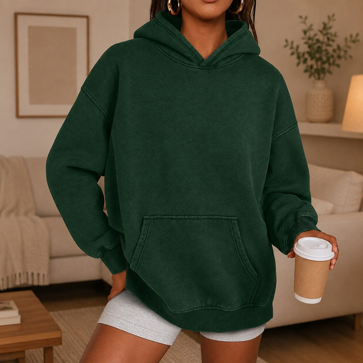 Moletom Kaia™ com Estilo Oversized e Bolso Canguru
