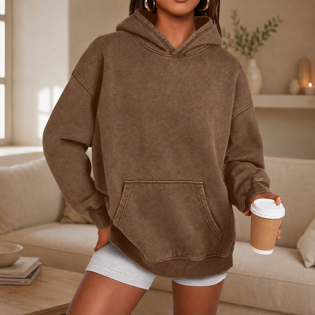 Moletom Kaia™ com Estilo Oversized e Bolso Canguru
