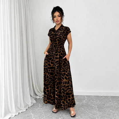 Vestido Celina™ com Estampa de Leopardo e Cintura Marcada
