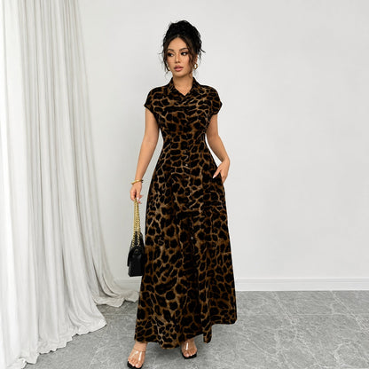 Vestido Celina™ com Estampa de Leopardo e Cintura Marcada