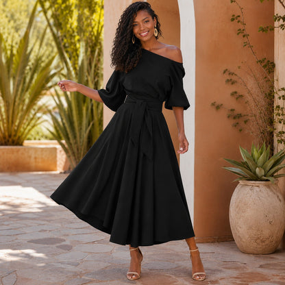 Vestido Verona Belle™ com Decote Versátil e Amarração Elegante na Cintura