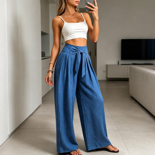 Calça Arielle™ com Faixa Ajustável Elegante e Cós Estruturado