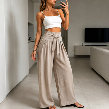 Calça Arielle™ com Faixa Ajustável Elegante e Cós Estruturado