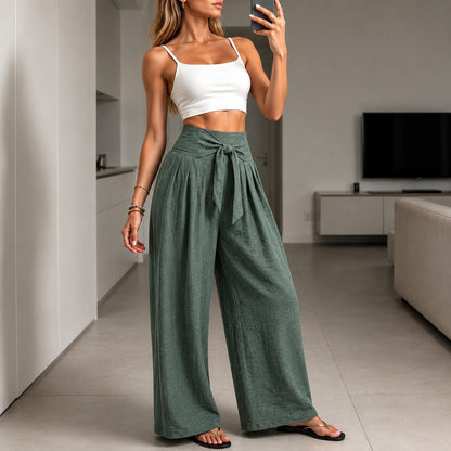 Calça Arielle™ com Faixa Ajustável Elegante e Cós Estruturado