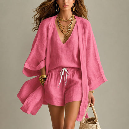 Conjunto Alana™ em Viscolinho com Quimono Leve