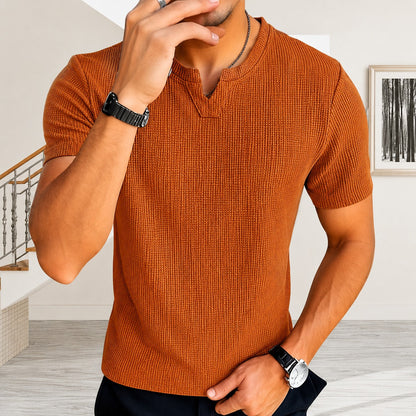 Camiseta Matteo™ em Malha de Algodão Texturizada com Estética Old Money