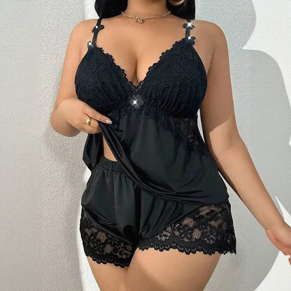 [COMPRE 1 E LEVE 3] Conjunto Lingerie Amora™ com Camisola Baby Doll e Shorts com Barra em Renda