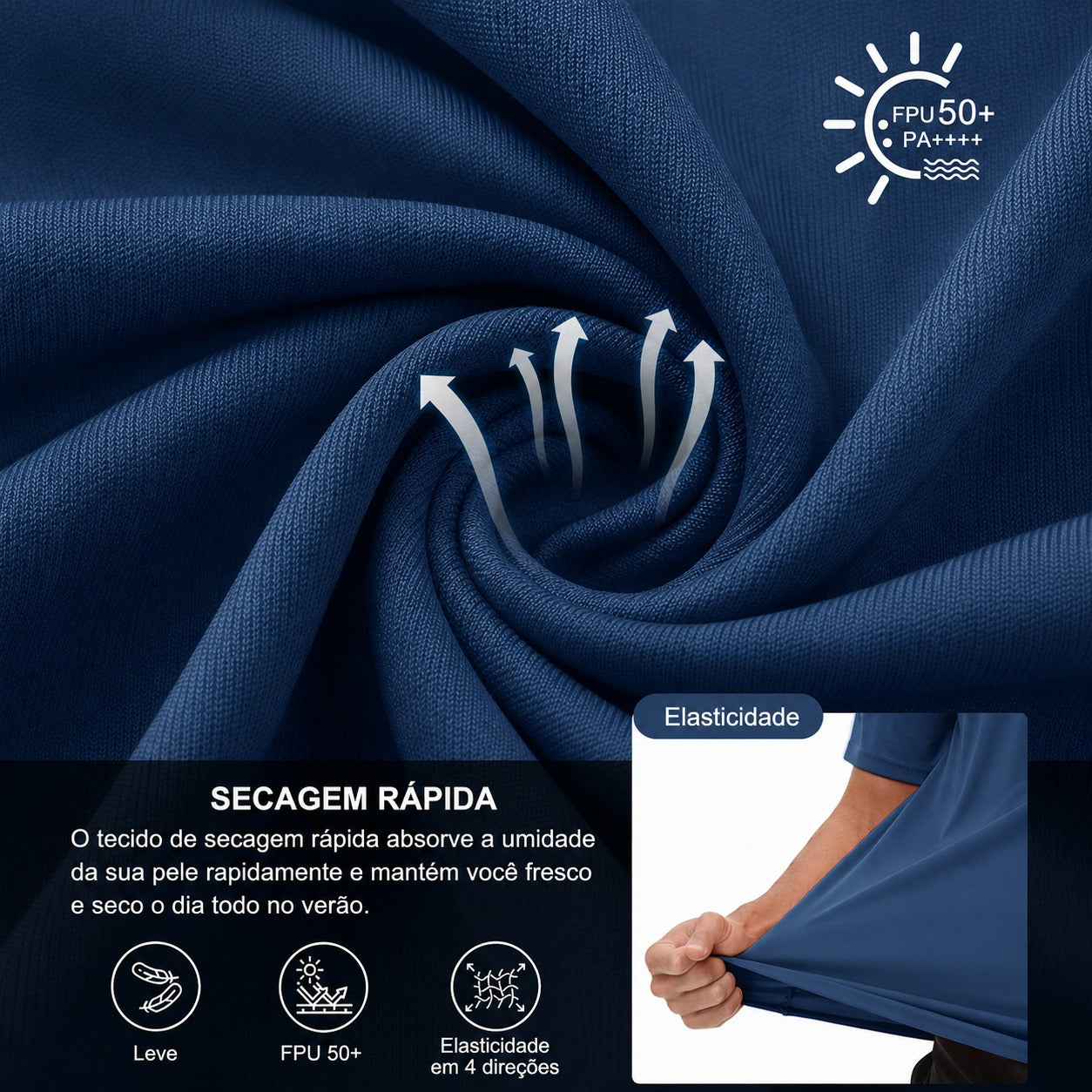[COMPRE 3 E LEVE 5] Camiseta Atlas™ com Proteção Solar UPF 50+ e Tecnologia DryFit / Frescor e Proteção em Qualquer Movimento