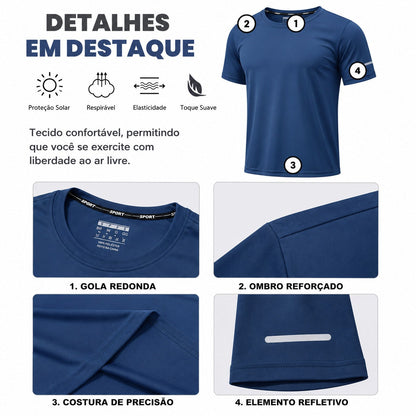 [COMPRE 3 E LEVE 5] Camiseta Atlas™ com Proteção Solar UPF 50+ e Tecnologia DryFit / Frescor e Proteção em Qualquer Movimento