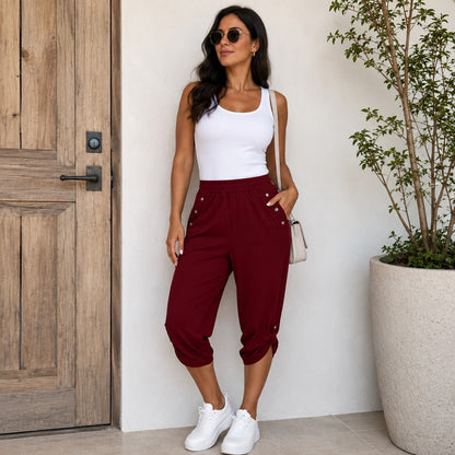 Calça Verena™ com Barra Ajustável por Botão e Comprimento Capri / Leveza e Elegância no Mesmo Passo