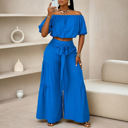 Conjunto Marella™ com Cropped de Caimento Solto, Calça Pantalona e Faixa Ajustável / Conforto e Sofisticação Em Um Só Look