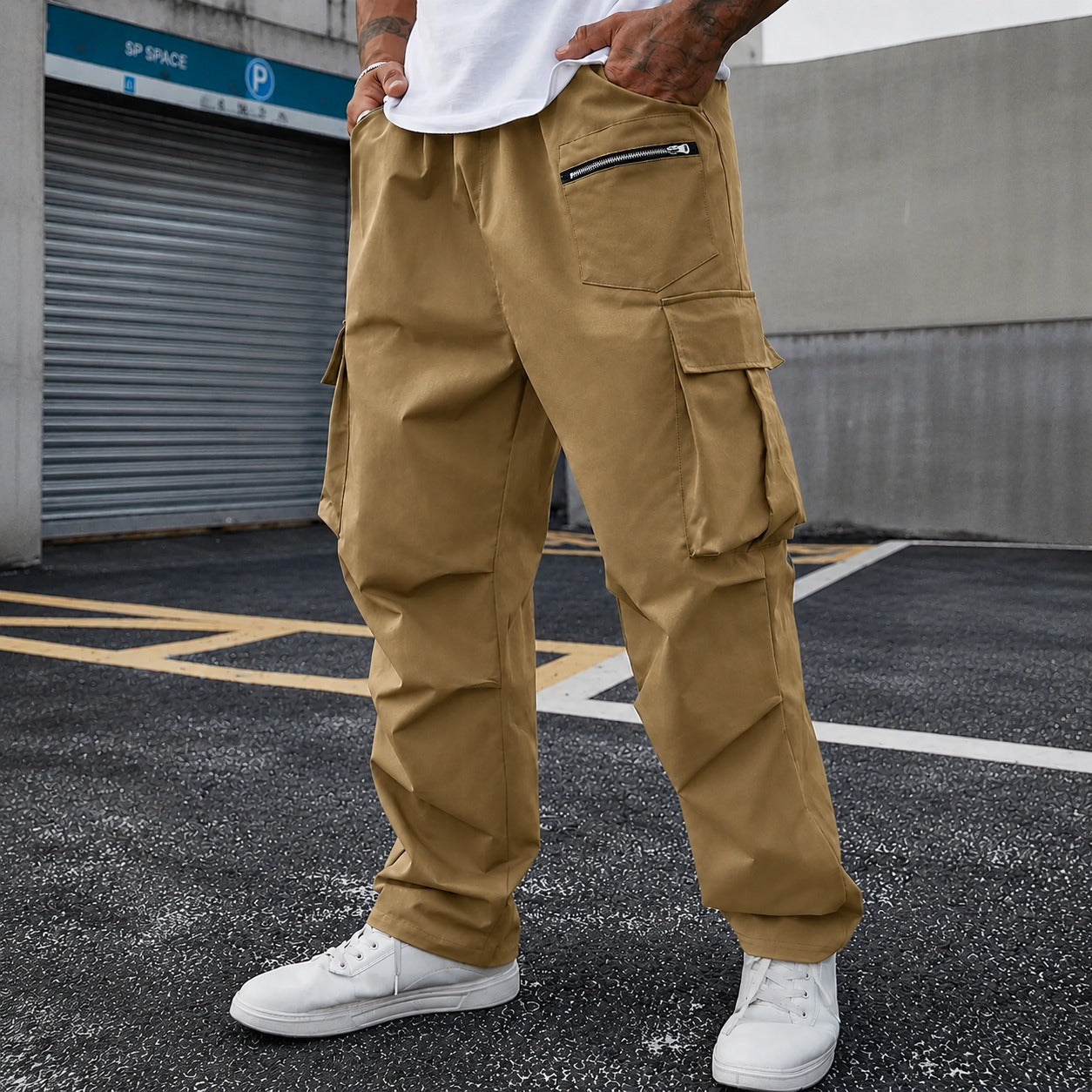 Calça Orsen™ com Bolsos Utilitários, Cós Ajustável e Modelagem Cargo / Silhueta Moderna com Ajuste Confortável.