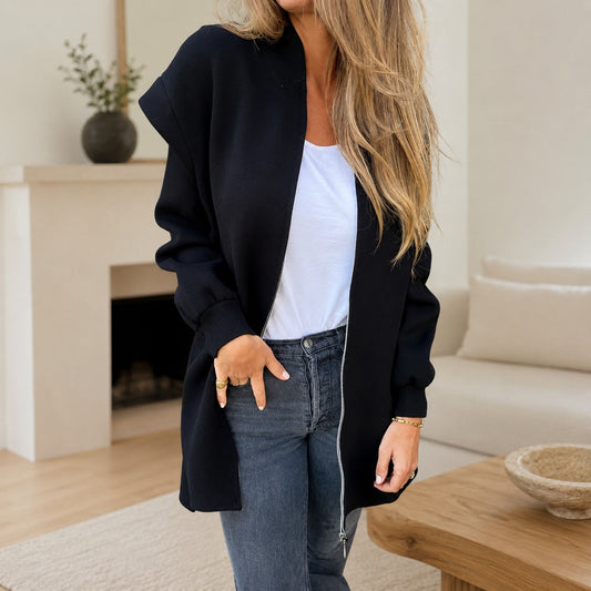 Casaco Mavie™ Alongado com Capuz e Malha Macia / Conforto Prático para Compor Looks Modernos