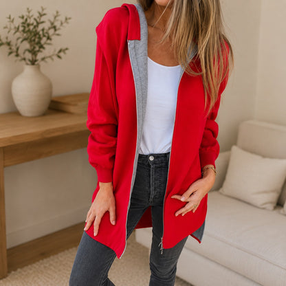 Casaco Mavie™ Alongado com Capuz e Malha Macia / Conforto Prático para Compor Looks Modernos