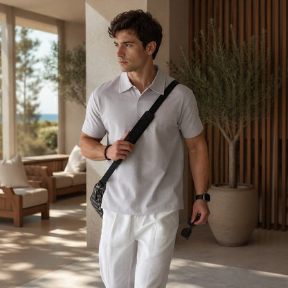 Camisa Polo Alden™ Com Manga Curta e Tecido Ultra Leve / Casual Sem Parecer Básico Demais