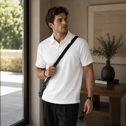 Camisa Polo Alden™ Com Manga Curta e Tecido Ultra Leve / Casual Sem Parecer Básico Demais