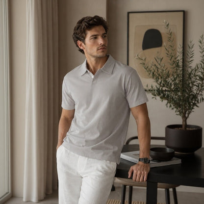 Camisa Polo Alden™ Com Manga Curta e Tecido Ultra Leve / Casual Sem Parecer Básico Demais