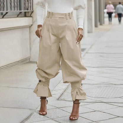 Calça Jogger de Alfaiataria Belluno™ Com Modelagem Balonê E Barra Com Babado / Presença Fashion Com Toque Refinado
