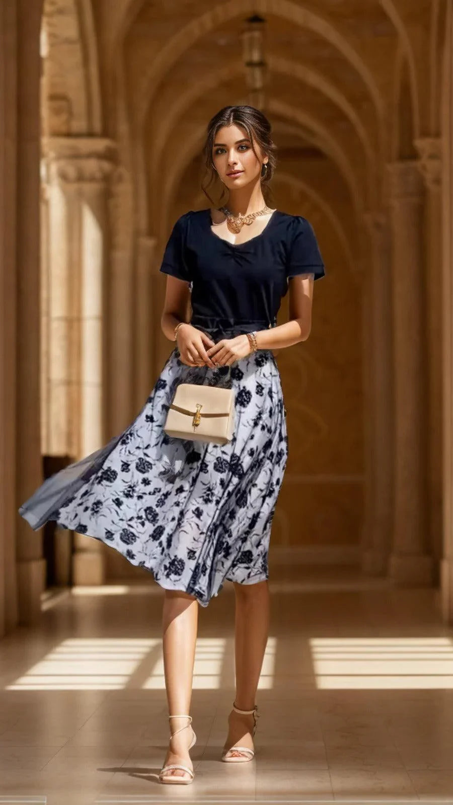 Vestido Dupla Camada Belleza™ com Detalhes de Borboleta / Elegância e Sofisticação em Cada Camada!