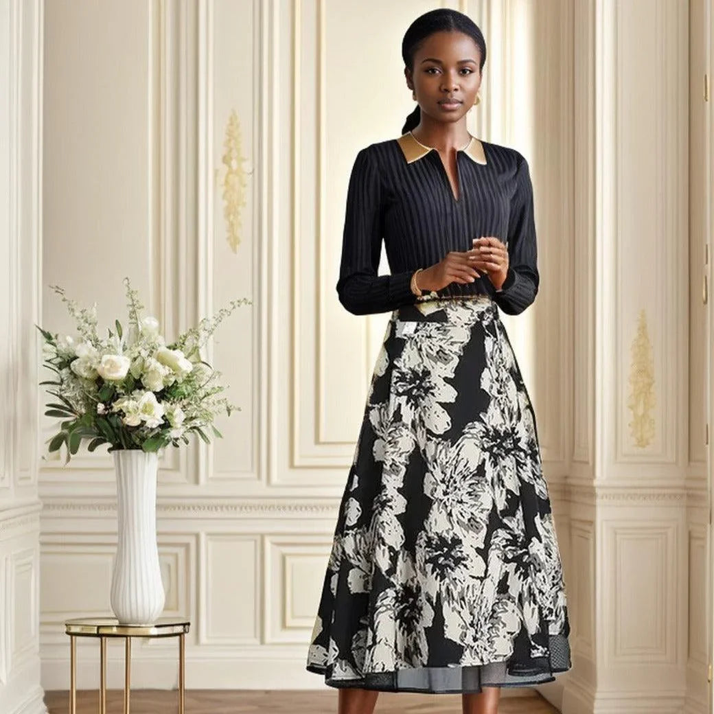 Saia Helena™ Dupla Elegância / Modelagem Elegante com Estampas Florais!