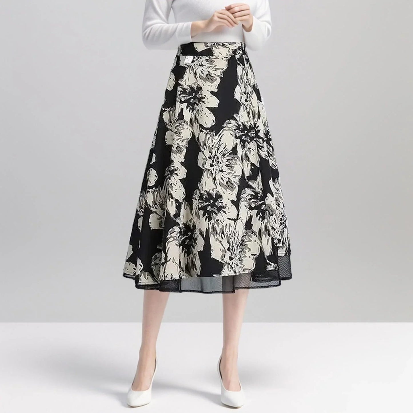 Saia Helena™ Dupla Elegância / Modelagem Elegante com Estampas Florais!