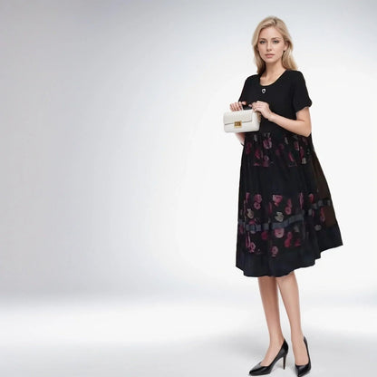 Vestido Flor d'Amore™ Dupla Camada / Estampa Floral com Renda Delicada: Elegância e Conforto Atemporal!