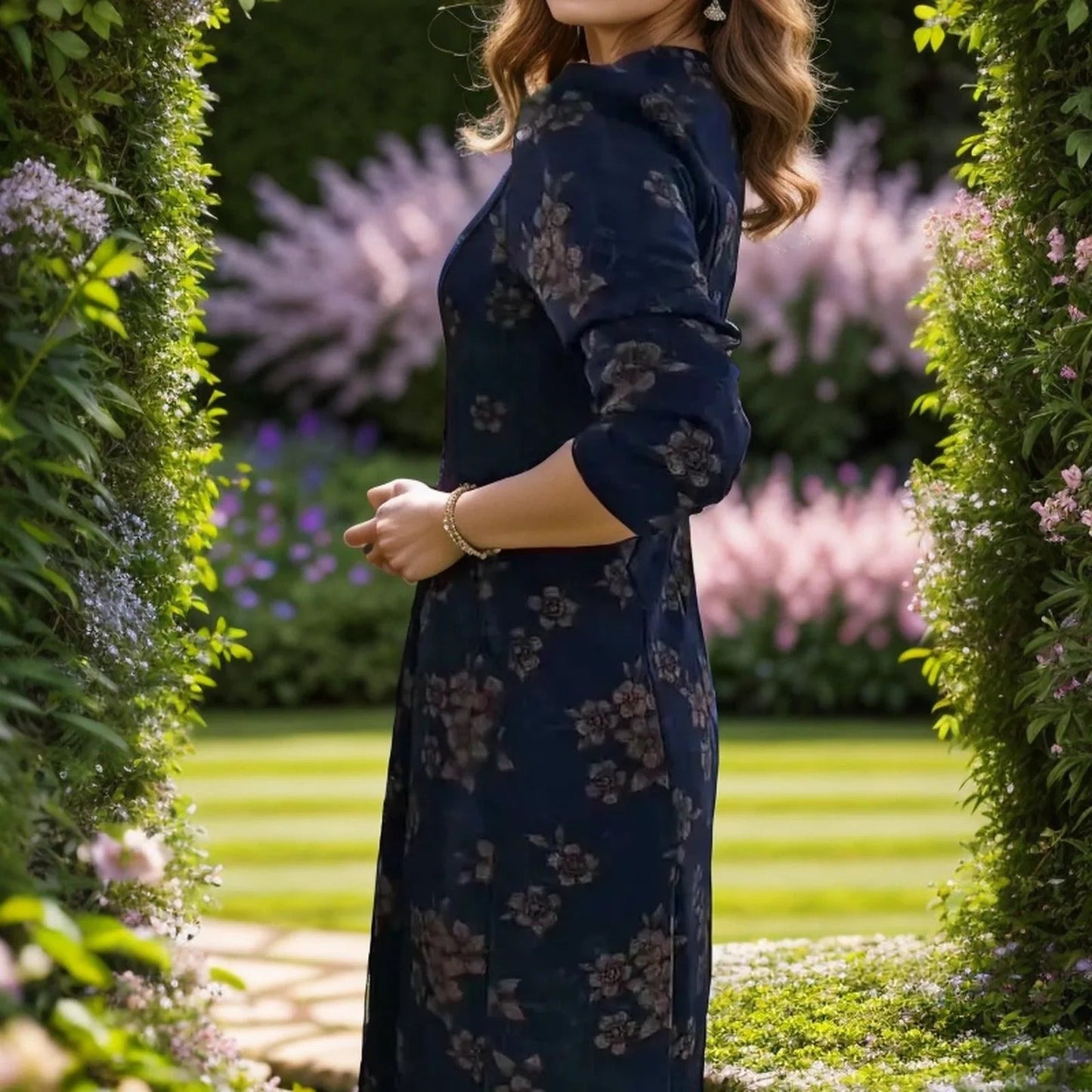 Vestido Elara Flores da Babilônia™ / A Elegância Atemporal do Chiffon com Toques Florais