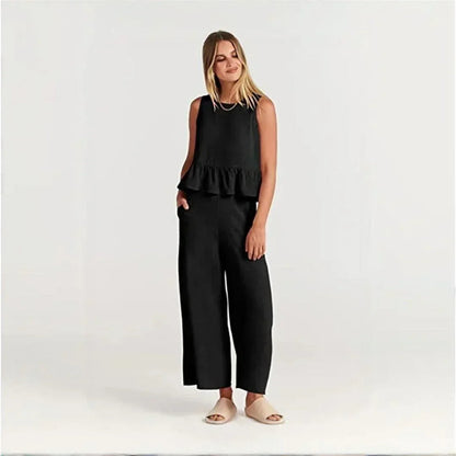Conjunto BellaVista™ em Viscose Premium com Babados / Elegância e Conforto para Todos os Momentos!