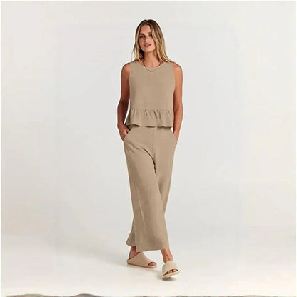 Conjunto BellaVista™ em Viscose Premium com Babados / Elegância e Conforto para Todos os Momentos!