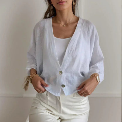 [Compre 1 e Leve 2] Cardigan de Verão Soho™ em Linho de Algodão Leve / Um Toque de Conforto e Estilo para Qualquer Ocasião!