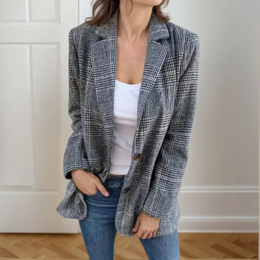 Blazer Madrid™ em Xadrez Clássico com Lapela Estruturada / Um Ícone de Estilo, Versatilidade e Elegância!