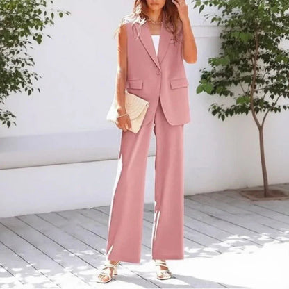 Conjunto Antoinette™ com Colete Alfaiatado e Calça de Linhas Alongadas / Clássico, Feminino e Inesquecível!