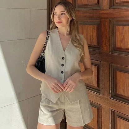 Conjunto Ipanema™ em Alfaiataria Casual de Algodão e Linho Misto / Leve, Chic e Atemporal!