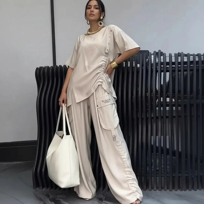 Conjunto Nomad Chic™ 2 Peças com Design Assimétrico e Silhueta Fluida / Elegância Moderna para a Rotina Dinâmica!
