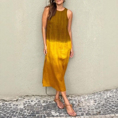 Vestido Siena™ em Linho de Algodão com Efeito Degradê